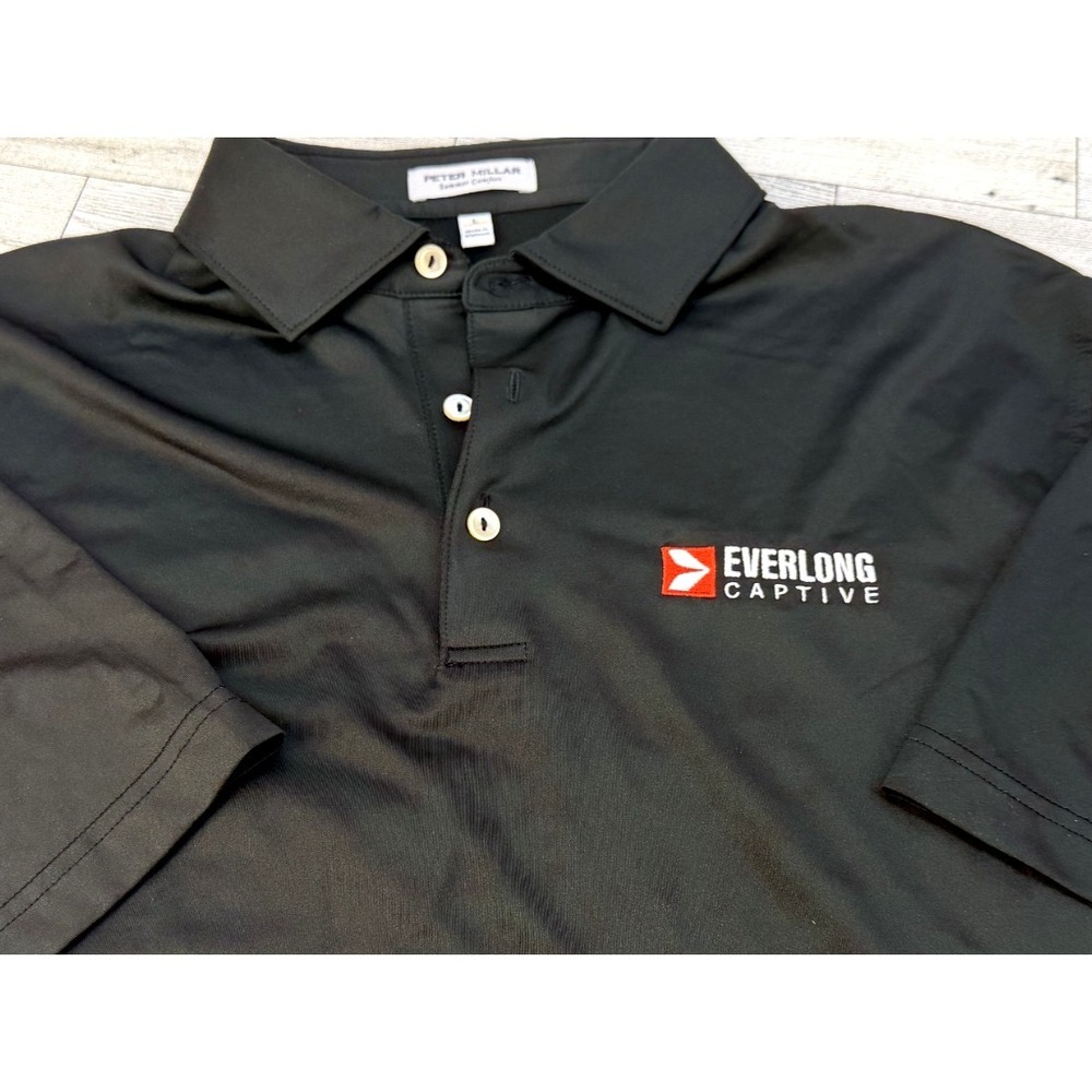 Peter Millar Polo Shirt Mens Large Black Summer Comfort Golf Casual Short Sleeve